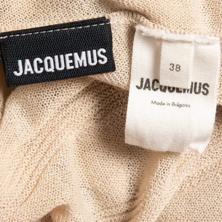 Pre Owned Jacquemus Beige Cotton Rib Knit Dolcedo La Robe Cardigan Dress M 