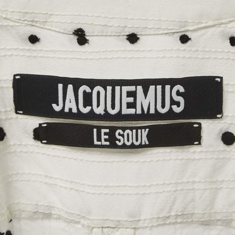 Pre Owned Jacquemus Le Souk White Dotted Cotton Twisted Shirt Blouse S