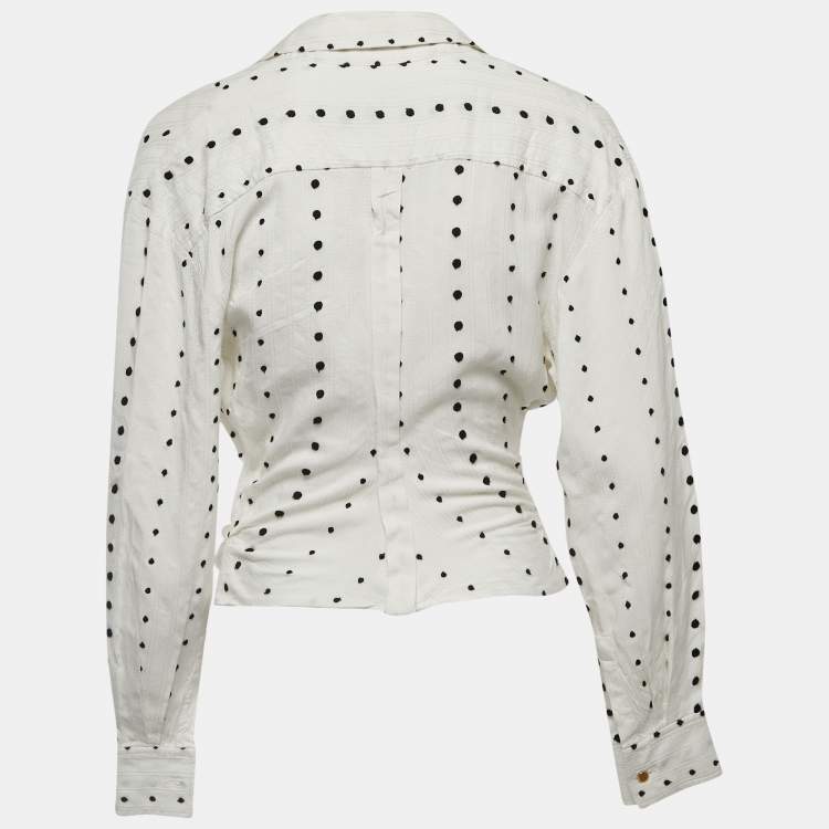 Pre Owned Jacquemus Le Souk White Dotted Cotton Twisted Shirt Blouse S