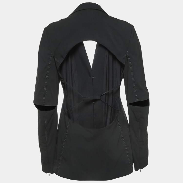 Pre Owned Jacquemus Black Wool Blend Cut-Out Detail Single Breasted Blazer L