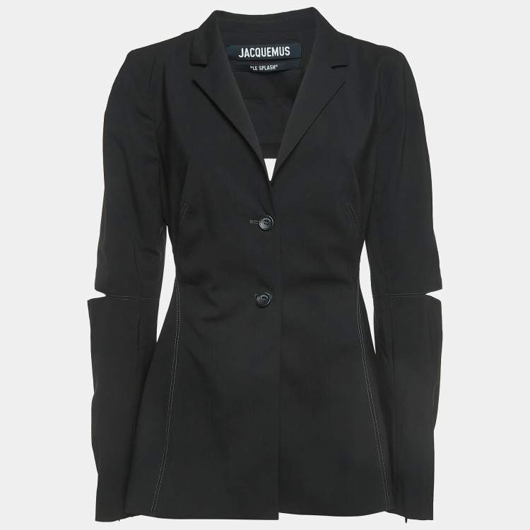 Pre Owned Jacquemus Black Wool Blend Cut-Out Detail Single Breasted Blazer L
