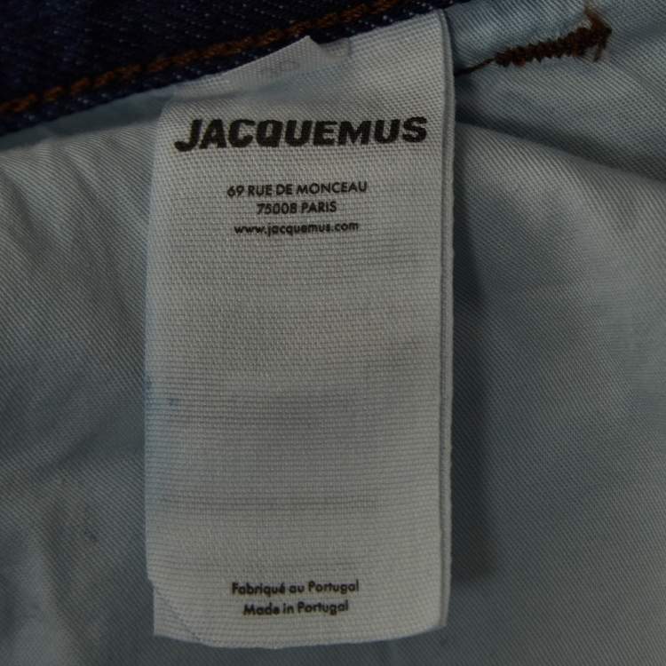 Pre Owned Jacquemus Blue Le De Nimes Bordado Denim Wide-Leg Jeans L Waist 32''