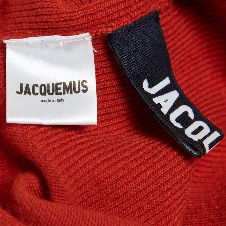 Pre Owned Jacquemus La Jupe Peron Brick Red Wool Blend High-Slit Maxi Skirt M