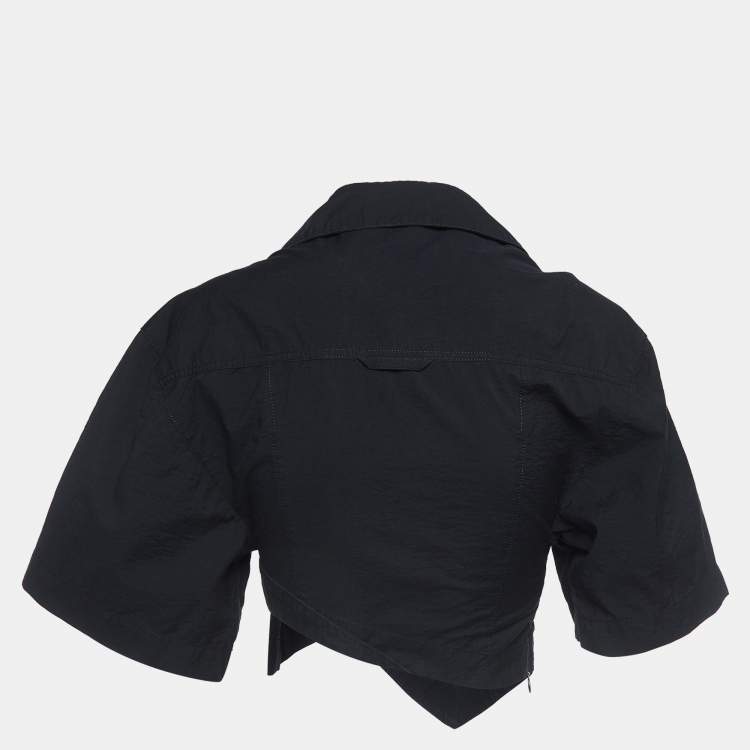 Pre Owned Jacquemus Black Cotton Asymmetric Crop Shirt S