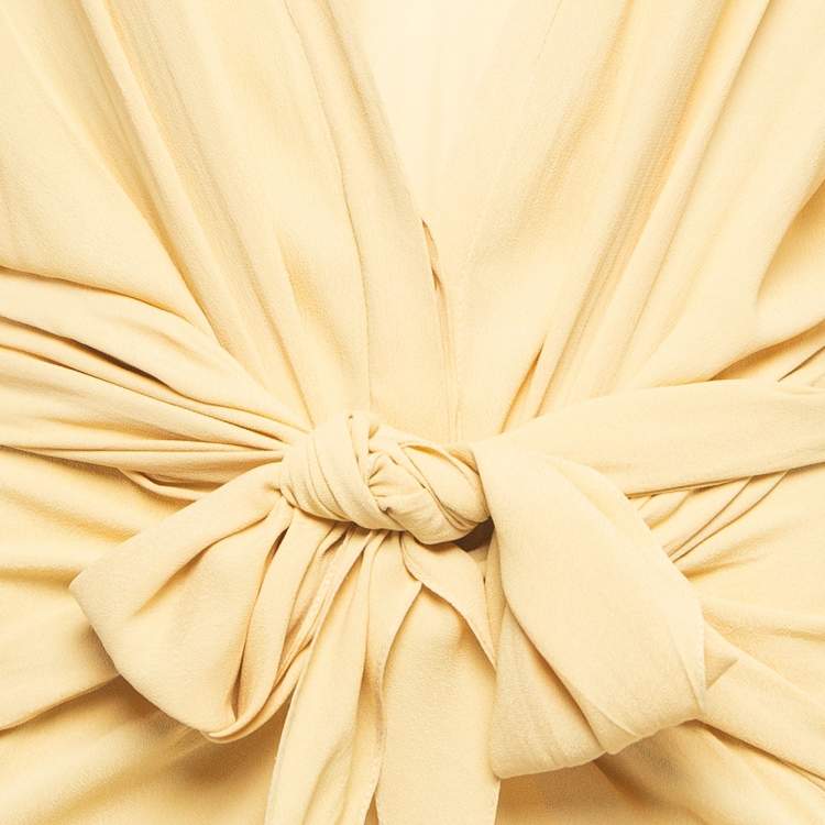 Pre Owned Jacquemus Yellow Crepe Waist Tie Detail Maxi Dress S