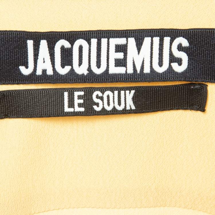 Pre Owned Jacquemus Yellow Crepe Waist Tie Detail Maxi Dress S