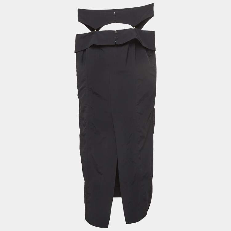 Pre Owned Jacquemus Black Nylon Detachable Cold Shoulder Mini Dress S