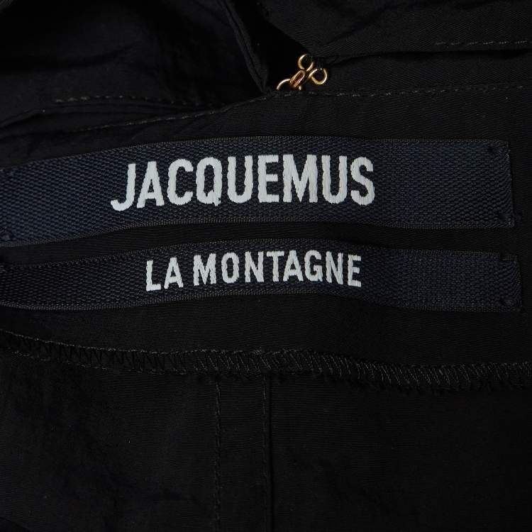 Pre Owned Jacquemus Black Nylon Detachable Cold Shoulder Mini Dress S