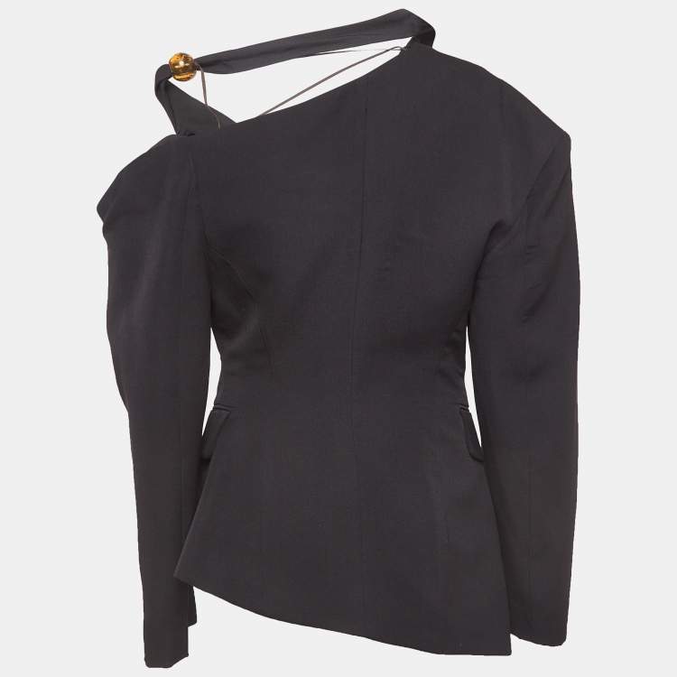 Jacquemus Black Gabardine La Veste Baska Off-Shoulder Blazer