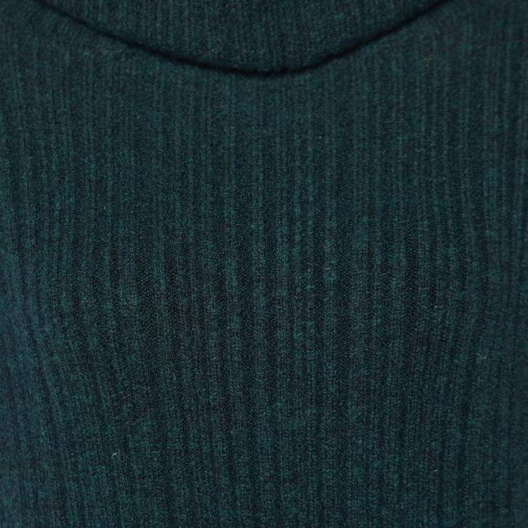 Pre Owned Jacquemus Dark Green Merino Wool Knit Cut-Out Turtleneck Vest XS
