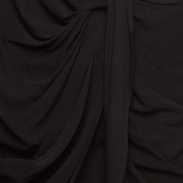Pre Owned Jacquemus Black Crepe La Robe Bahia Draped Mini Dress M