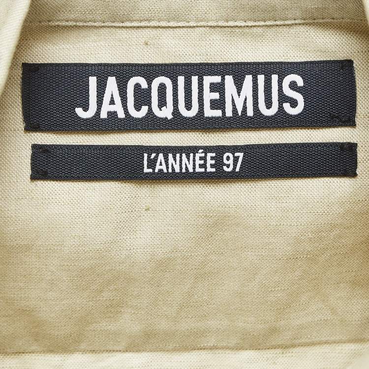 Pre Owned Jacquemus Lannee 97 Green Cotton and Linen Cut-Out Shirt Dress S 