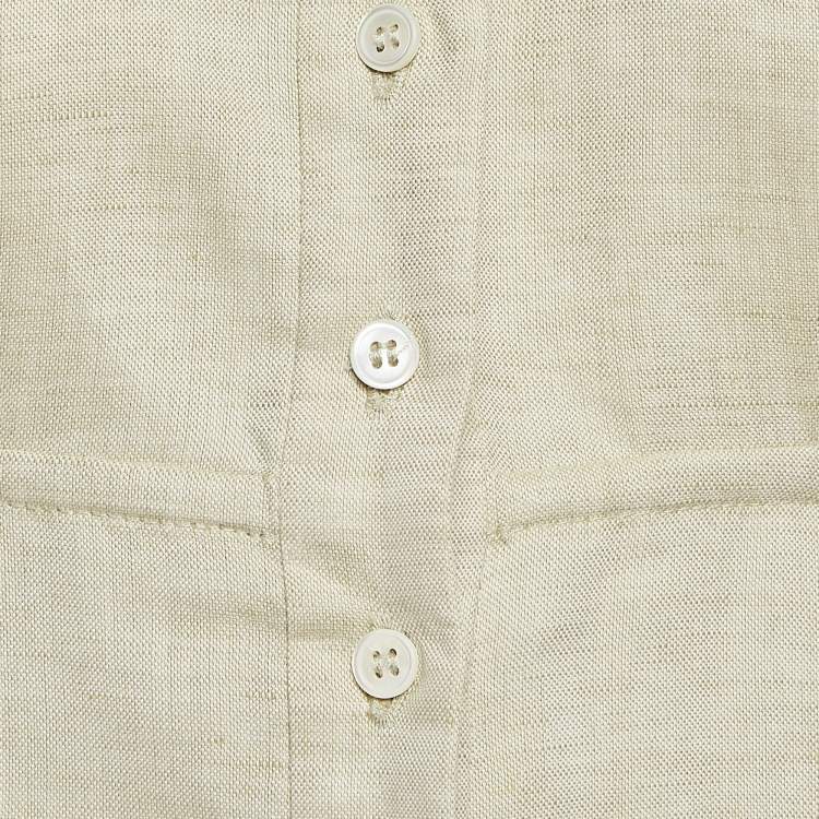 Pre Owned Jacquemus Lannee 97 Green Cotton and Linen Cut-Out Shirt Dress S 