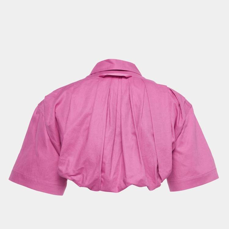 Pre Owned Jacquemus La Chemise Pink Silpa Cotton Blend Crop Shirt S