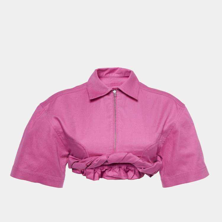 Pre Owned Jacquemus La Chemise Pink Silpa Cotton Blend Crop Shirt S