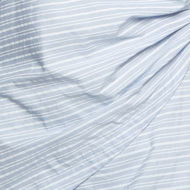 Pre Owned Jacquemus La Reconstruction Blue Stripe Patterned Cotton Ruched Mini Dress M