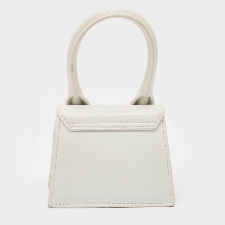 Pre Owned Jacquemus White Leather Mini Le Chiquito Top Handle Bag