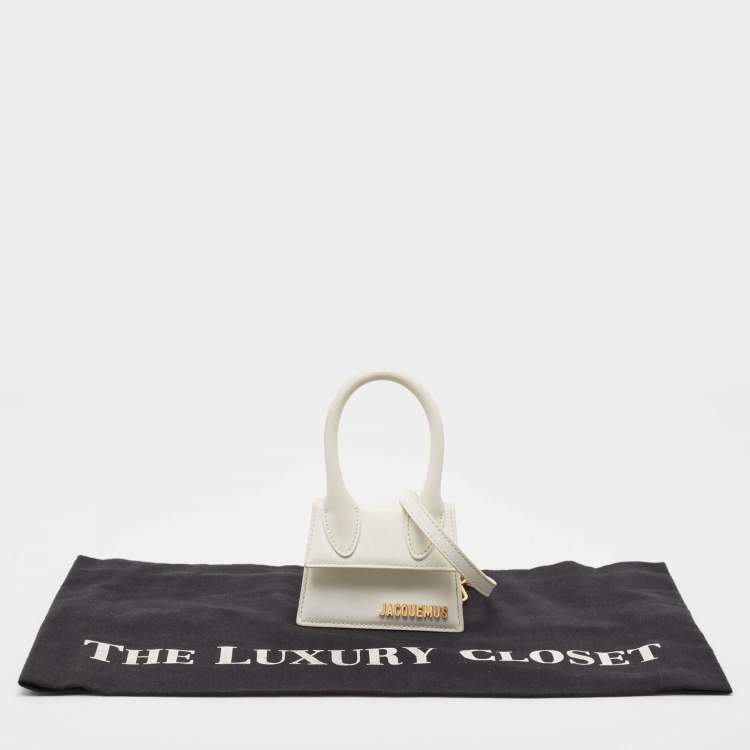 Pre Owned Jacquemus White Leather Mini Le Chiquito Top Handle Bag