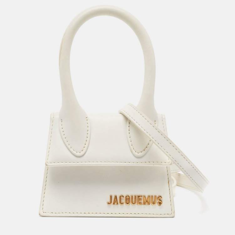 Pre Owned Jacquemus White Leather Mini Le Chiquito Top Handle Bag