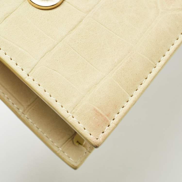 Pre Owned Jacquemus Light Yellow Croc Embossed Leather Long Le Chiquito Top Handle Bag
