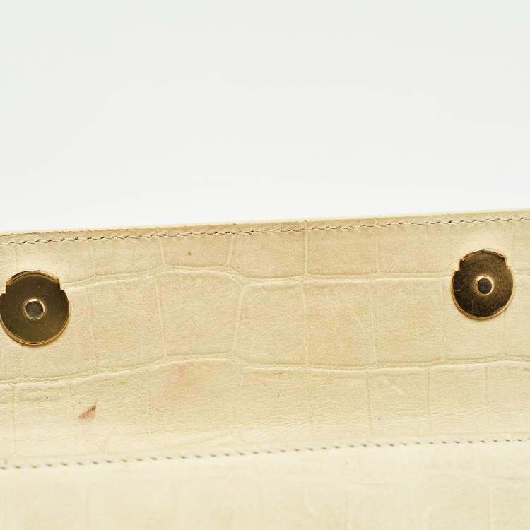 Pre Owned Jacquemus Light Yellow Croc Embossed Leather Long Le Chiquito Top Handle Bag