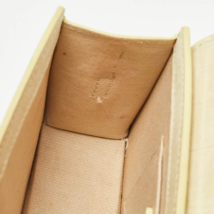 Pre Owned Jacquemus Light Yellow Croc Embossed Leather Long Le Chiquito Top Handle Bag