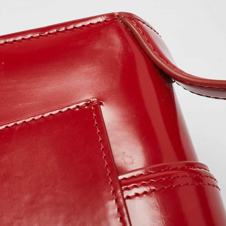 Pre Owned Jacquemus Red Patent Leather Le Bambino Top Handle Bag