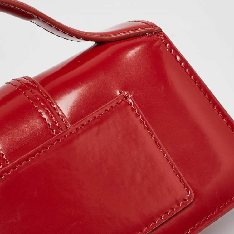 Pre Owned Jacquemus Red Patent Leather Le Bambino Top Handle Bag