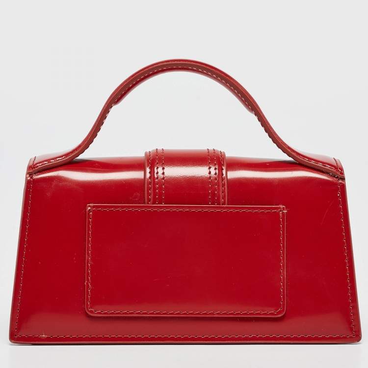 Pre Owned Jacquemus Red Patent Leather Le Bambino Top Handle Bag
