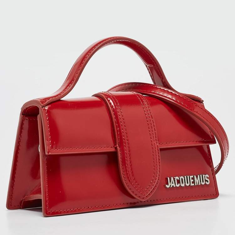 Pre Owned Jacquemus Red Patent Leather Le Bambino Top Handle Bag