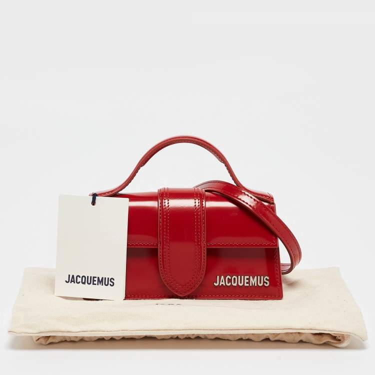 Pre Owned Jacquemus Red Patent Leather Le Bambino Top Handle Bag