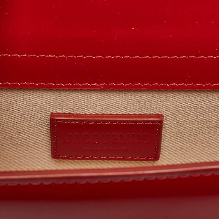Pre Owned Jacquemus Red Patent Leather Le Bambino Top Handle Bag