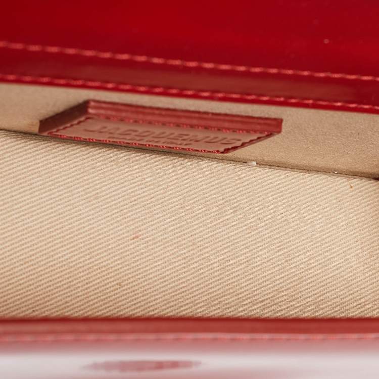 Pre Owned Jacquemus Red Patent Leather Le Bambino Top Handle Bag