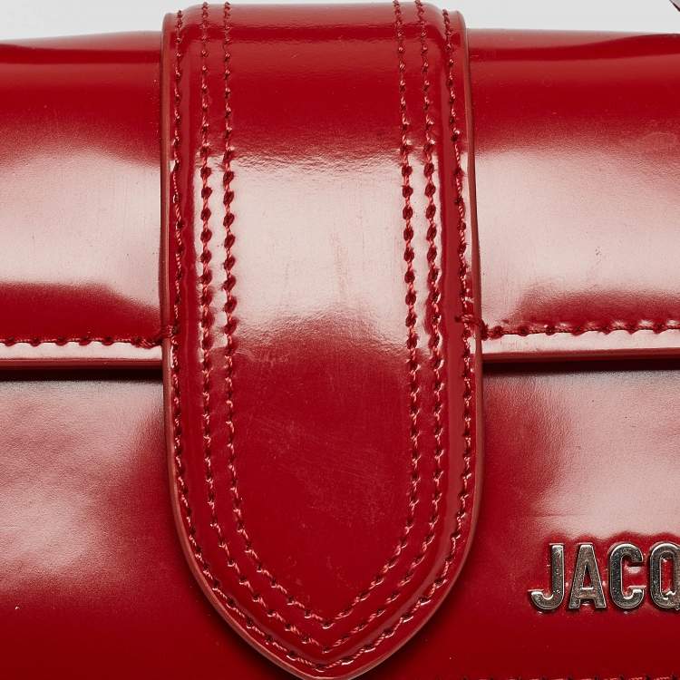 Pre Owned Jacquemus Red Patent Leather Le Bambino Top Handle Bag