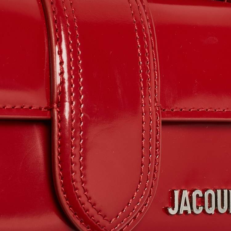 Pre Owned Jacquemus Red Patent Leather Le Bambino Top Handle Bag