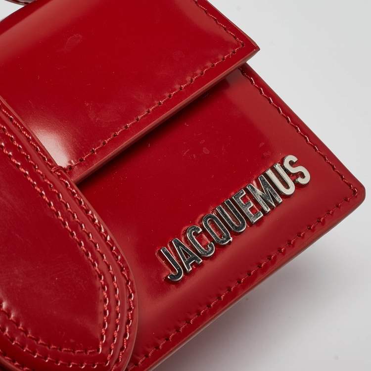 Pre Owned Jacquemus Red Patent Leather Le Bambino Top Handle Bag