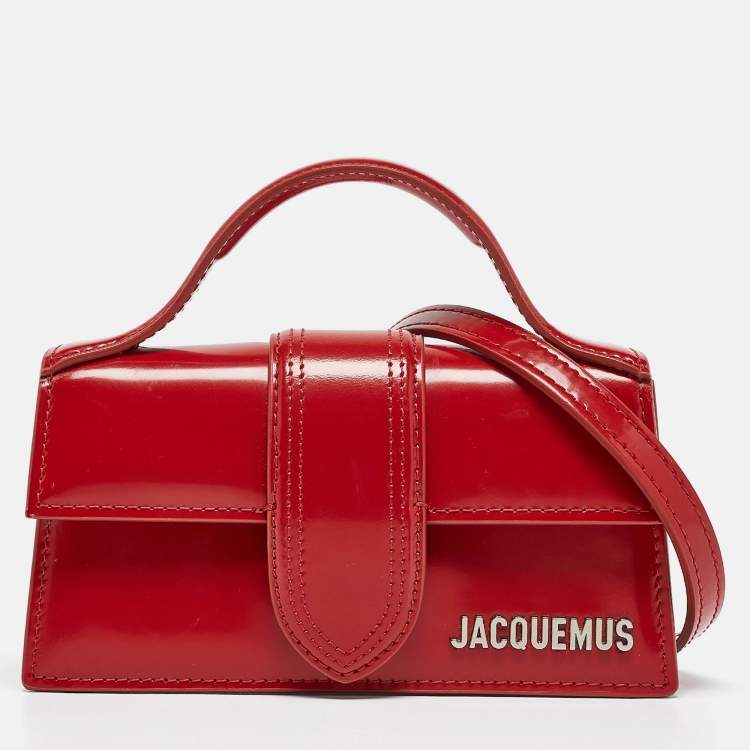 Pre Owned Jacquemus Red Patent Leather Le Bambino Top Handle Bag