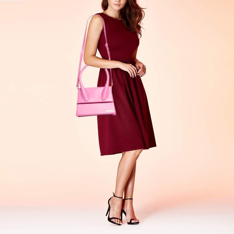 Pre Owned Jacquemus Pink Leather Grand Le Chiquito Top Handle Bag