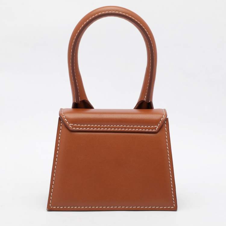 Pre Owned Jacquemus Brown Leather Mini Le Chiquito Top Handle Bag