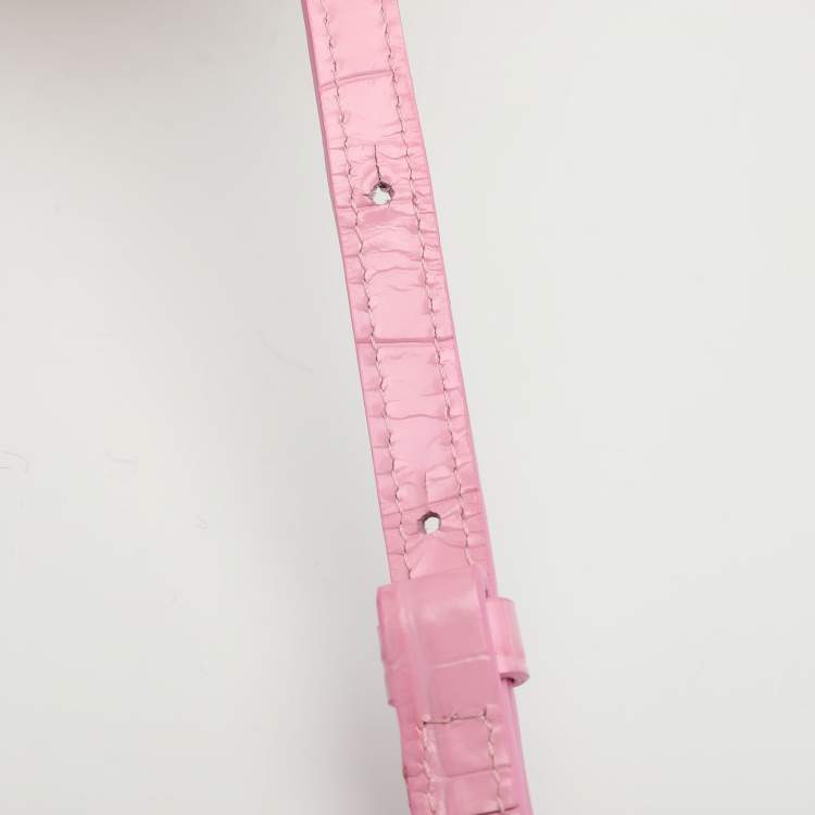 Pre Owned Jacquemus Pink Croc Embossed Leather Mini Le Chiquito Top Handle Bag