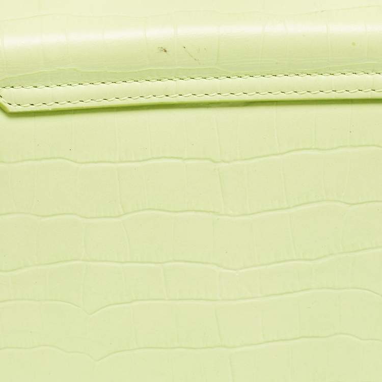 Pre Owned Jacquemus Light Green Croc Embossed Leather Le Chiquito Moyen Top Handle Bag