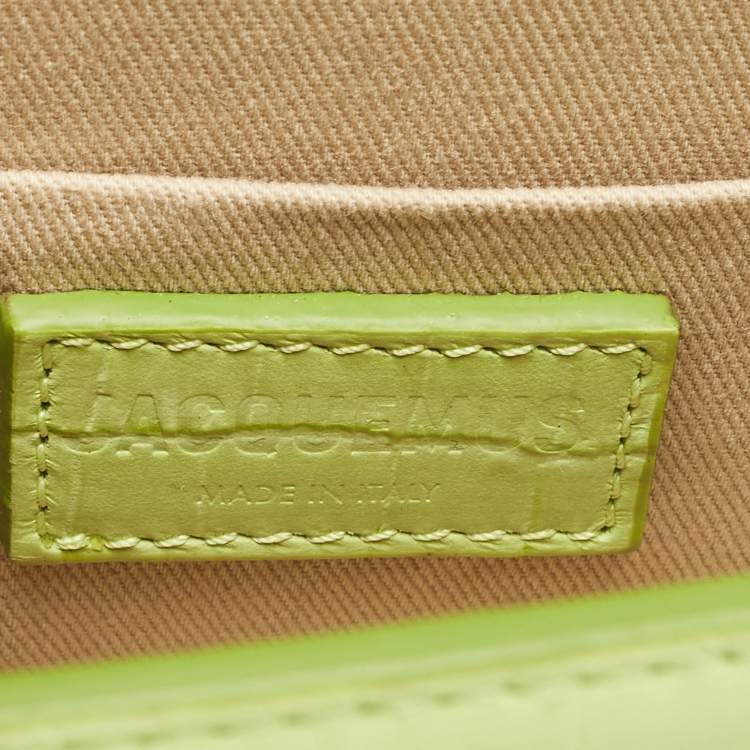 Pre Owned Jacquemus Light Green Croc Embossed Leather Le Chiquito Moyen Top Handle Bag