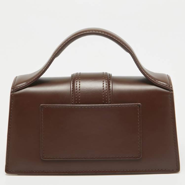 Pre Owned Jacquemus Dark Brown Leather Mini Le Bambino Top Handle Bag