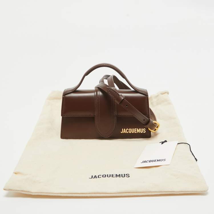 Pre Owned Jacquemus Dark Brown Leather Mini Le Bambino Top Handle Bag
