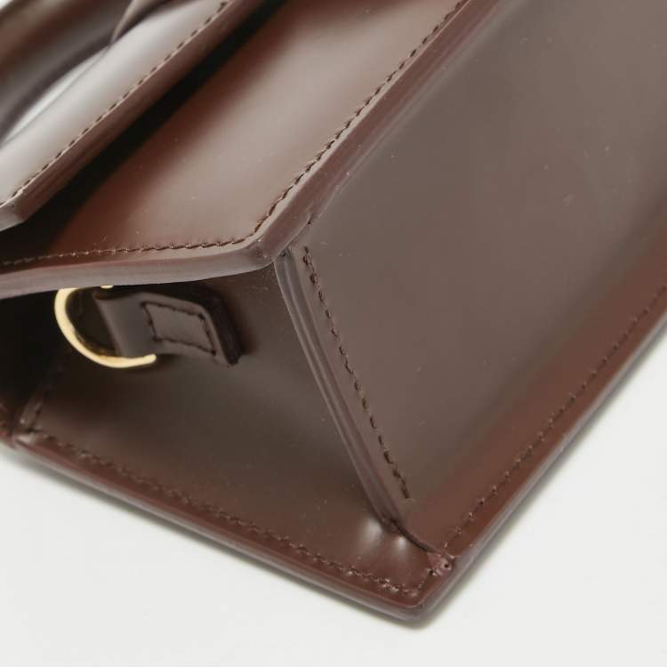 Pre Owned Jacquemus Dark Brown Leather Mini Le Bambino Top Handle Bag