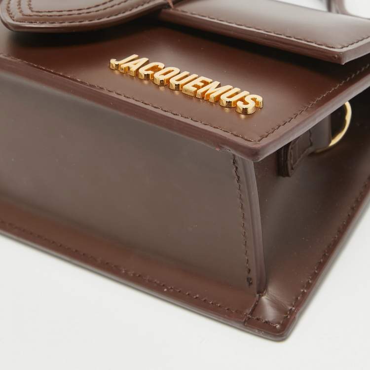 Pre Owned Jacquemus Dark Brown Leather Mini Le Bambino Top Handle Bag