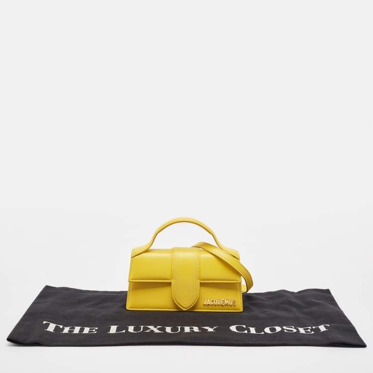Pre Owned Jacquemus Yellow Leather Mini Le Bambino Top Handle Bag