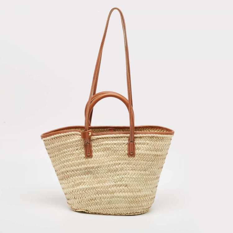 Pre Owned Jacquemus Brown/Natural Raffia Le Panier Soleil Basket Tote