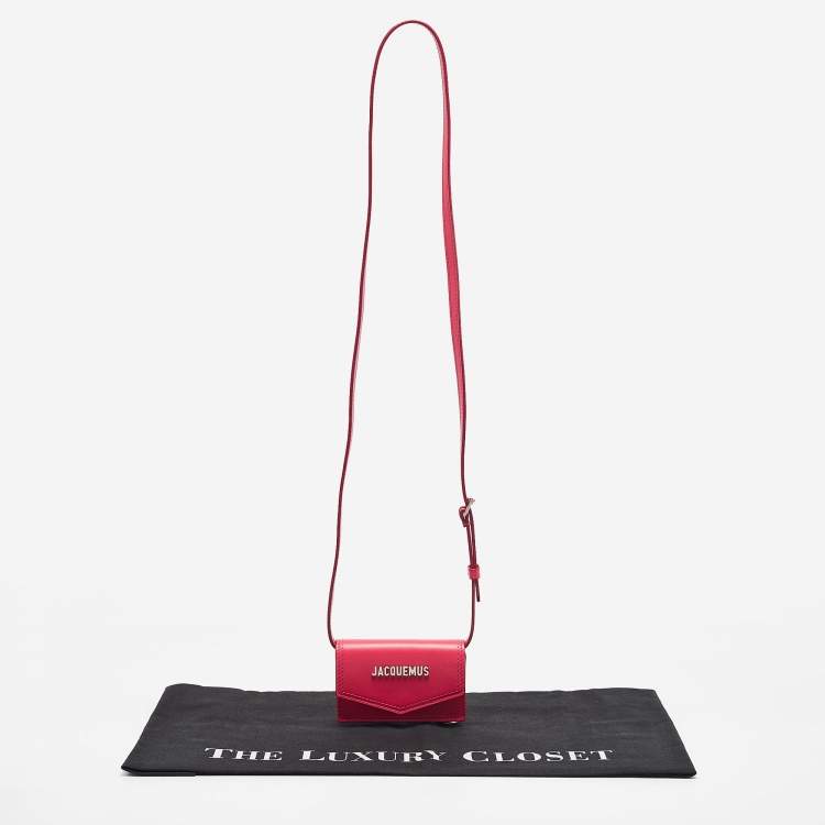 Pre Owned Jacquemus Pink Leather Le Porte Azur Crossbody Pouch
