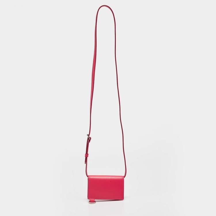 Pre Owned Jacquemus Pink Leather Le Porte Azur Crossbody Pouch